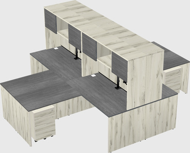 Quad l-shaped office desks