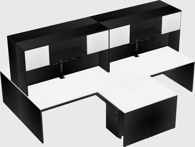 Quad l-shaped office desks
