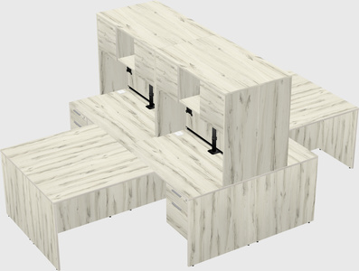 Quad l-shaped office desks