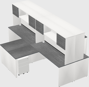 Quad l-shaped office desks
