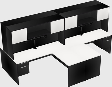 Quad l-shaped office desks