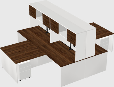 Quad l-shaped office desks