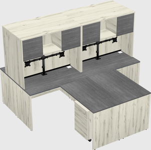 Quad l-shaped office desks
