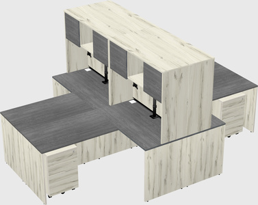 Quad l-shaped office desks