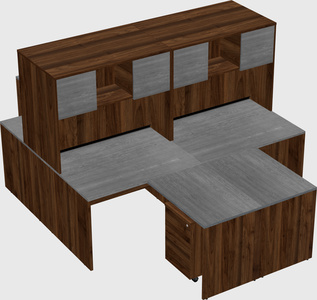 Quad l-shaped office desks