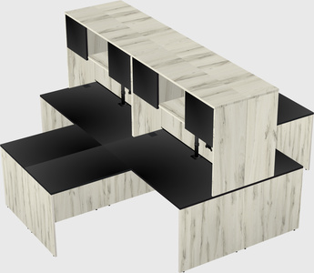 Quad l-shaped office desks