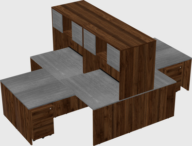 Quad l-shaped office desks