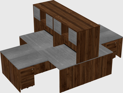 Quad l-shaped office desks