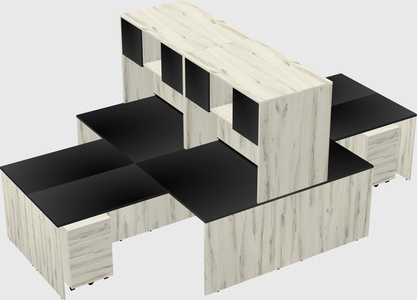 Quad l-shaped office desks