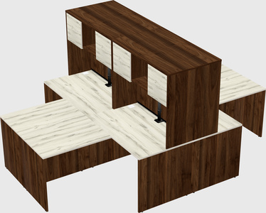 Quad l-shaped office desks