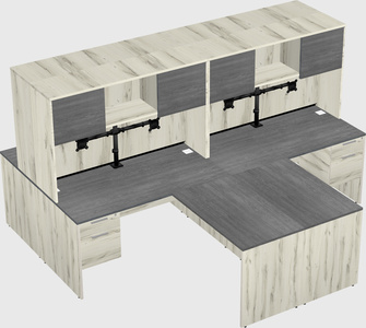 Quad l-shaped office desks