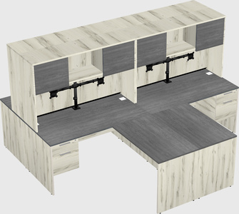Quad l-shaped office desks
