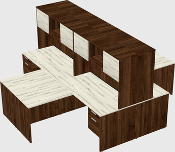 Quad l-shaped office desks
