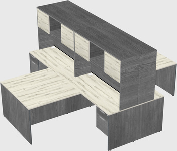Quad l-shaped office desks