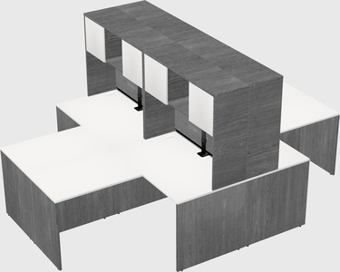 Quad l-shaped office desks