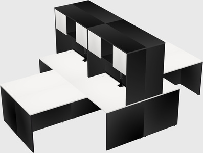 Quad l-shaped office desks