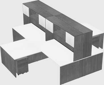 Quad l-shaped office desks