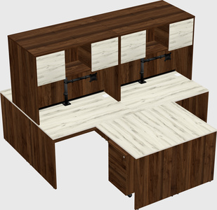Quad l-shaped office desks