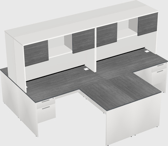 Quad l-shaped office desks