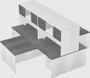 Quad l-shaped office desks