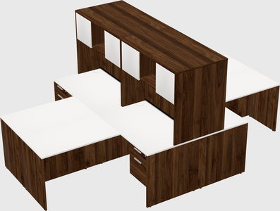 Quad l-shaped office desks