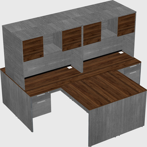 Quad l-shaped office desks
