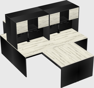 Quad l-shaped office desks