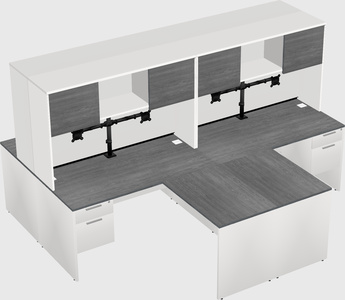 Quad l-shaped office desks