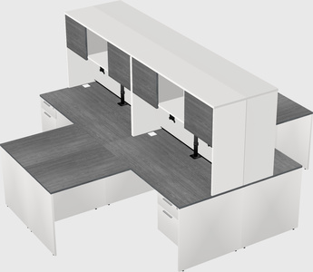 Quad l-shaped office desks
