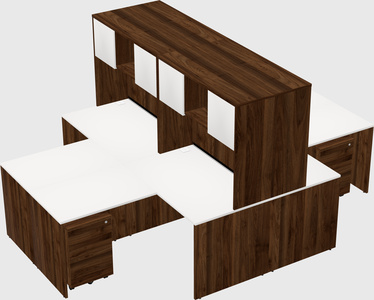 Quad l-shaped office desks