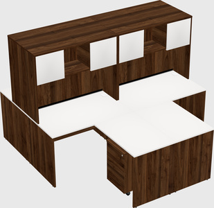 Quad l-shaped office desks