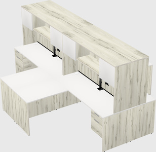 Quad l-shaped office desks