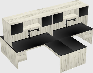 Quad l-shaped office desks