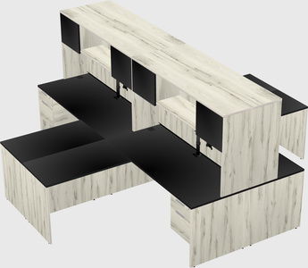 Quad l-shaped office desks