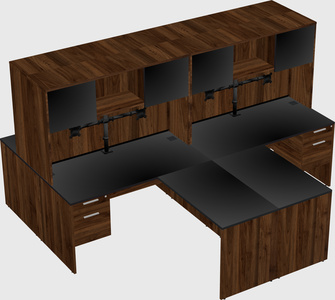 Quad l-shaped office desks