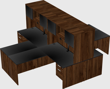 Quad l-shaped office desks
