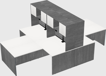 Quad l-shaped office desks