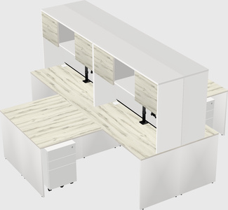 Quad l-shaped office desks