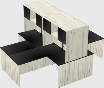 Quad l-shaped office desks