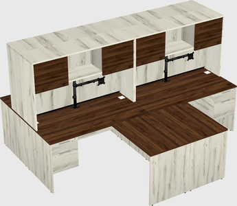 Quad l-shaped office desks