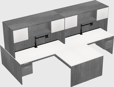 Quad l-shaped office desks
