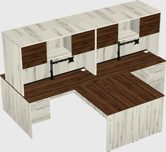 Quad l-shaped office desks