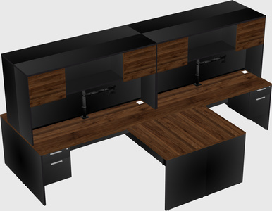 Quad l-shaped office desks