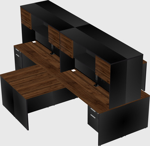 Quad l-shaped office desks