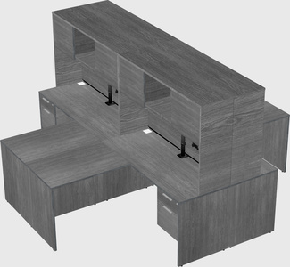 Quad l-shaped office desks
