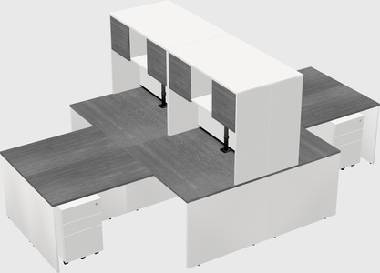 Quad l-shaped office desks