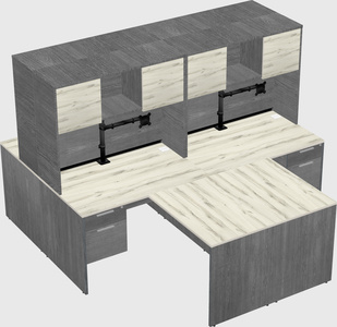 Quad l-shaped office desks