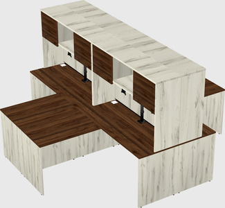 Quad l-shaped office desks