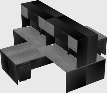 Quad l-shaped office desks