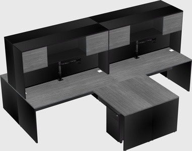 Quad l-shaped office desks